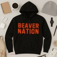 Beaver Nation Orange Distressed Font Hoodie thumb 3