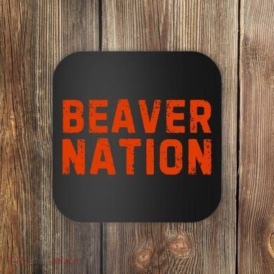 Beaver Nation Orange Distressed Font Coaster