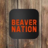 Beaver Nation Orange Distressed Font Coaster thumb 0