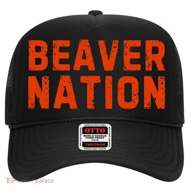 Beaver Nation Orange Distressed Font Hat