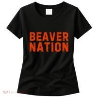 Beaver Nation Orange Distressed Font Women's T-Shirt thumb 0