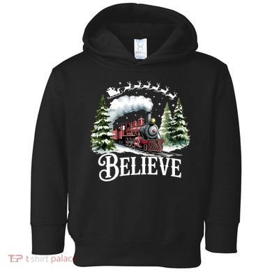 Believe North Pole Train Christmas Festive Toddler Hoodie