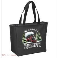 Believe North Pole Train Christmas Festive Tote Bag thumb 2