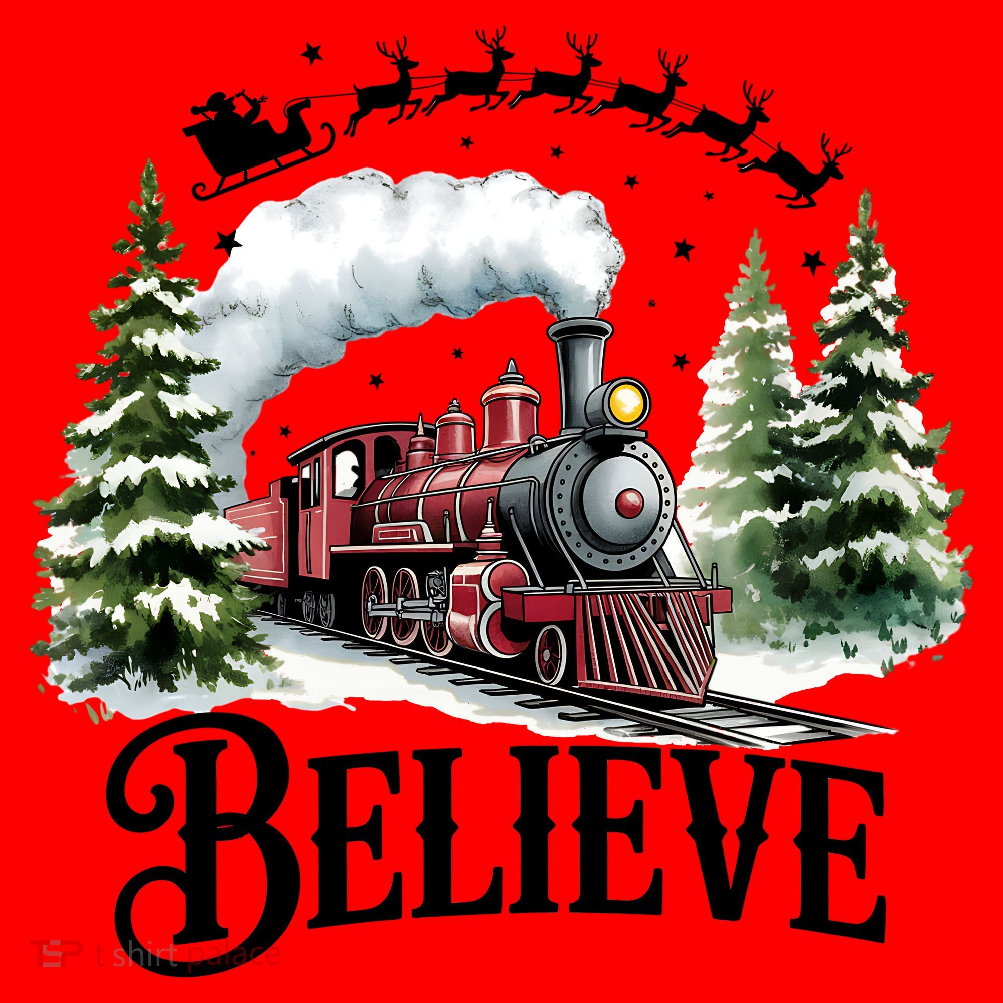 Believe North Pole Train Christmas Festive Santa Hat