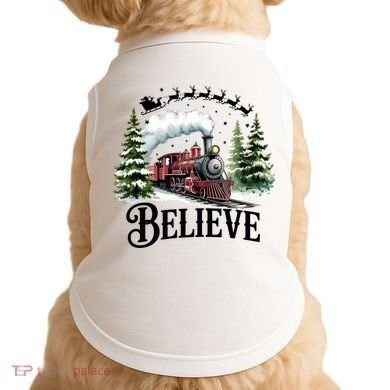 Believe North Pole Train Christmas Festive Doggie Tank