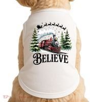 Believe North Pole Train Christmas Festive Doggie Tank thumb 0