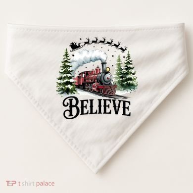 Believe North Pole Train Christmas Festive USA-Made Doggie Bandana
