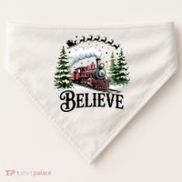 Believe North Pole Train Christmas Festive USA-Made Doggie Bandana thumb 0