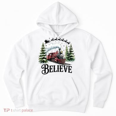 Believe North Pole Train Christmas Festive Hoodie