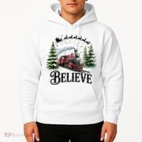 Believe North Pole Train Christmas Festive Hoodie thumb 2