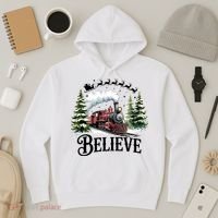 Believe North Pole Train Christmas Festive Hoodie thumb 3