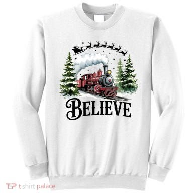 Believe North Pole Train Christmas Festive Sweatshirt