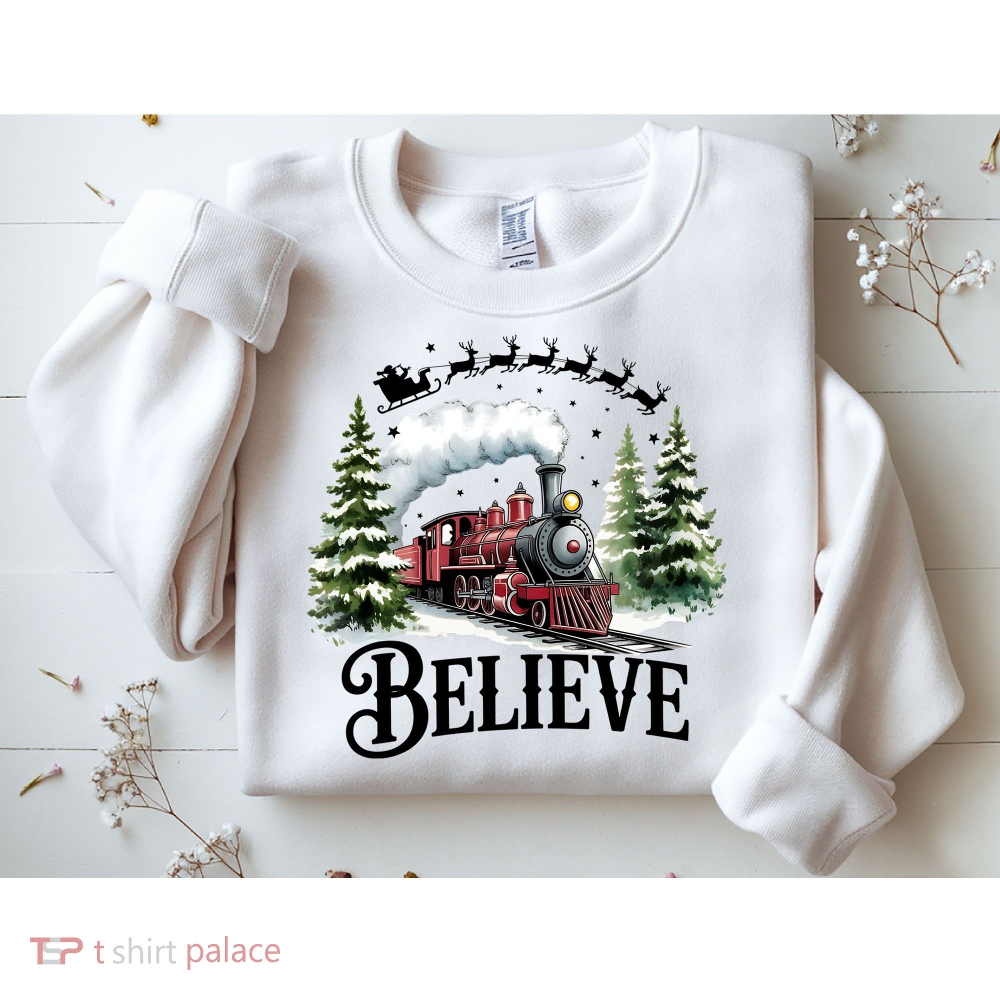 Believe North Pole Train Christmas Festive Sweatshirt