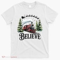 Believe North Pole Train Christmas Festive T-Shirt thumb 0