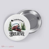 Believe North Pole Train Christmas Festive Button thumb 0