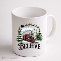 Believe North Pole Train Christmas Festive Coffee Mug thumb 1