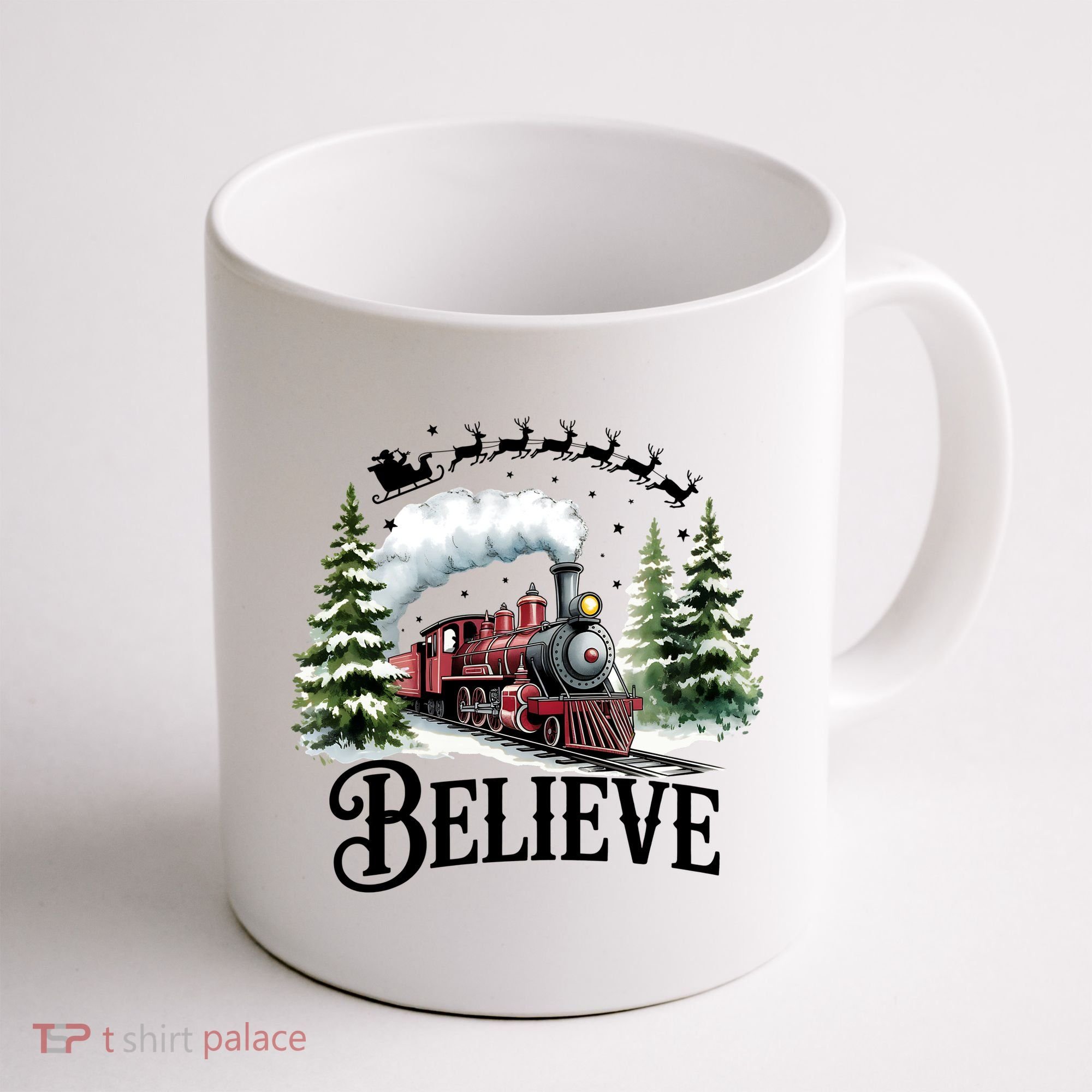 Believe North Pole Train Christmas Festive Coffee Mug