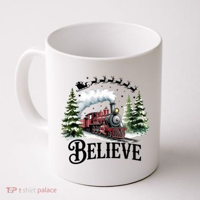 Believe North Pole Train Christmas Festive Coffee Mug