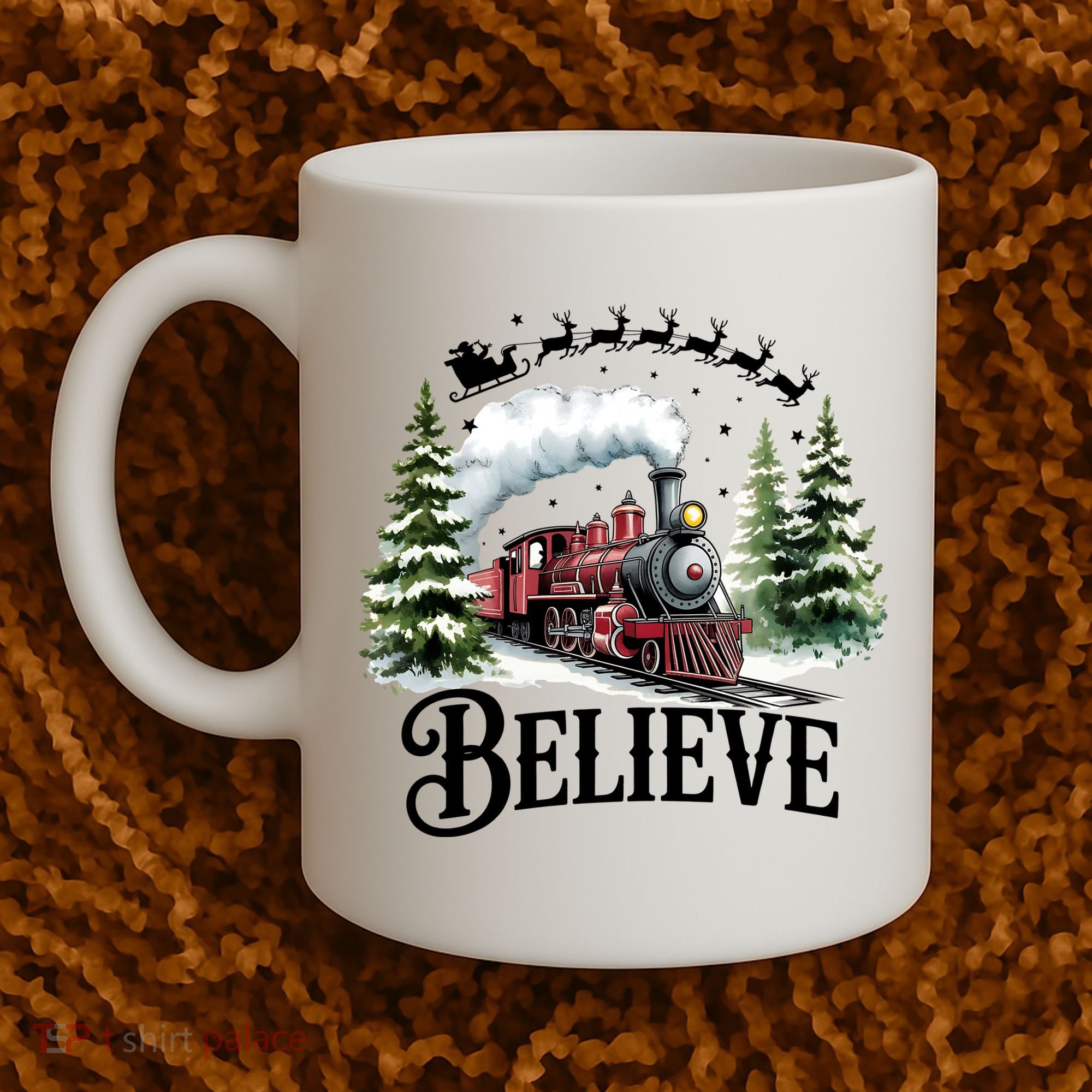 Believe North Pole Train Christmas Festive Coffee Mug