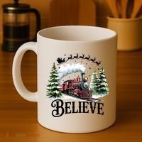 Believe North Pole Train Christmas Festive Coffee Mug thumb 4
