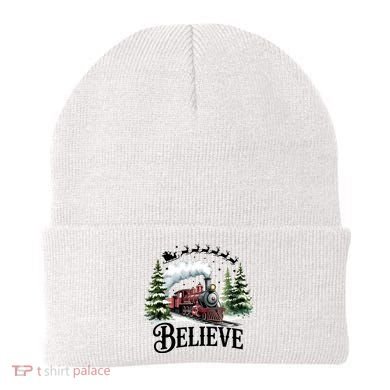 Believe North Pole Train Christmas Festive Beanie