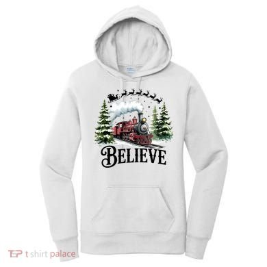 Believe North Pole Train Christmas Festive Women's Hoodie