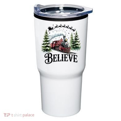 Believe North Pole Train Christmas Festive Tumbler