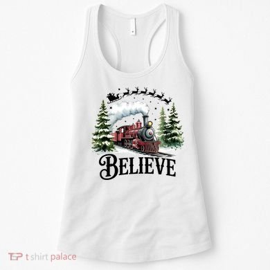 Believe North Pole Train Christmas Festive Women's Tank Top