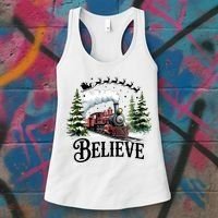 Believe North Pole Train Christmas Festive Women's Tank Top thumb 3