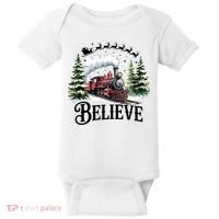 Believe North Pole Train Christmas Festive Baby Bodysuit thumb 0