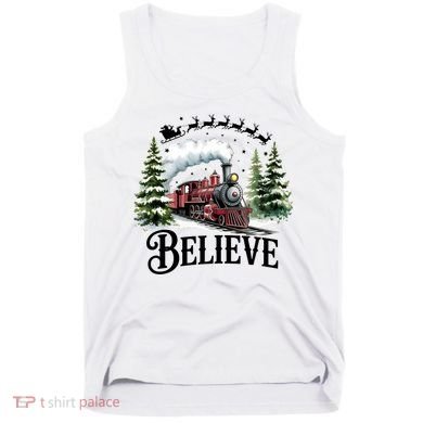 Believe North Pole Train Christmas Festive Tank Top