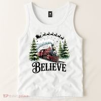 Believe North Pole Train Christmas Festive Tank Top thumb 2