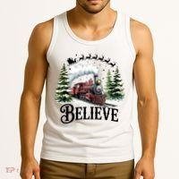 Believe North Pole Train Christmas Festive Tank Top thumb 3