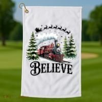 Believe North Pole Train Christmas Festive Golf Towel thumb 1