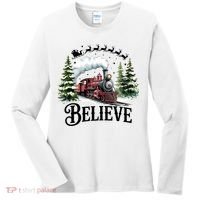 Believe North Pole Train Christmas Festive Women's Long Sleeve Shirt thumb 0