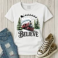 Believe North Pole Train Christmas Festive Women's T-Shirt thumb 3