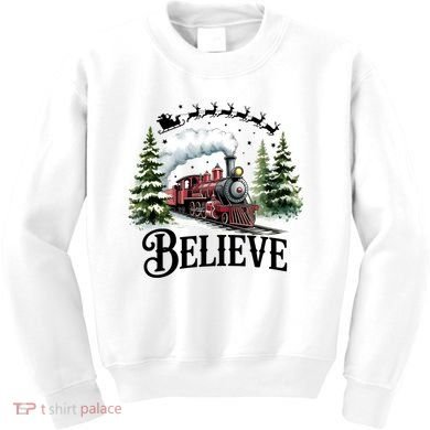 Believe North Pole Train Christmas Festive Kids Sweatshirt