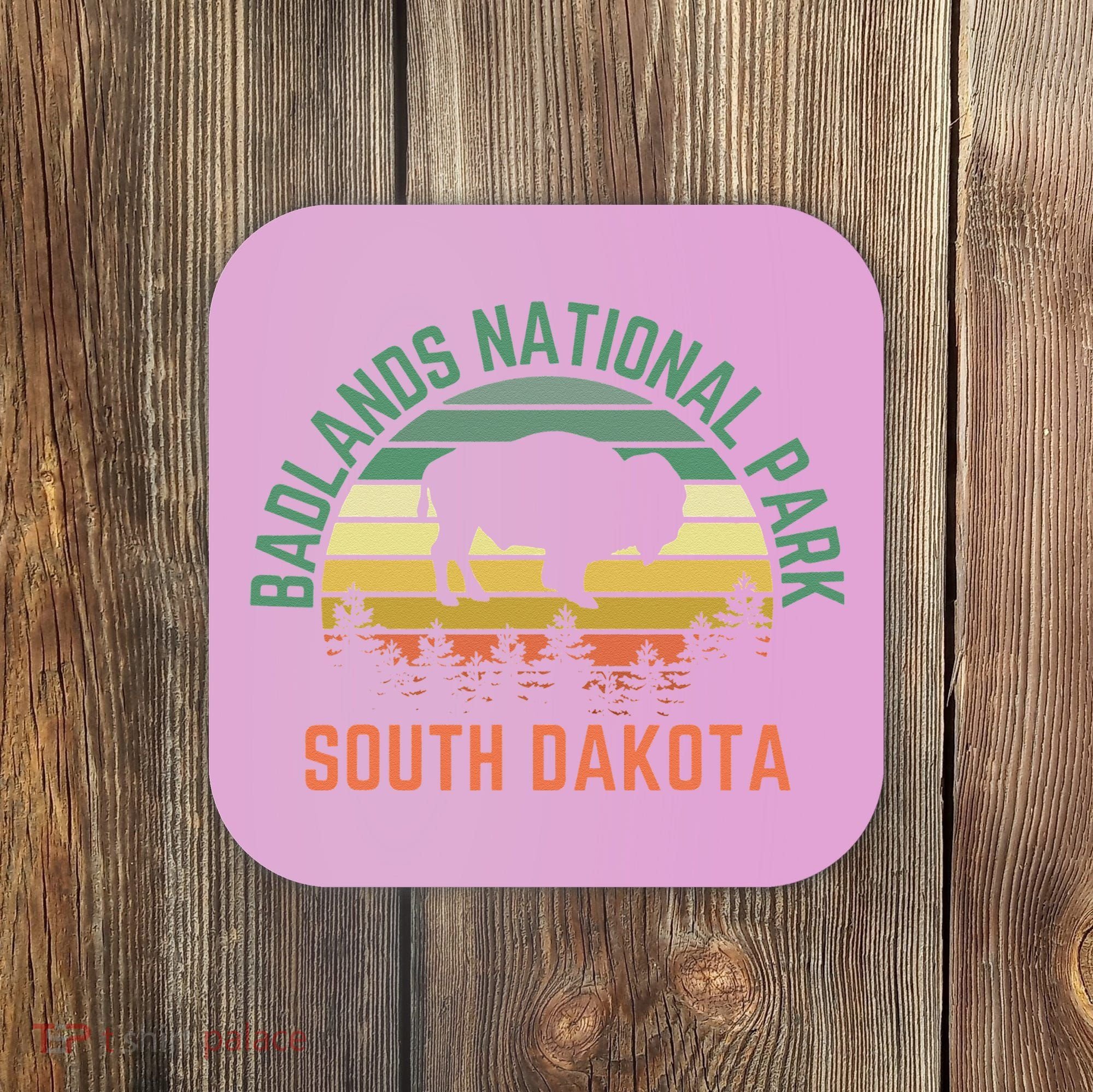 Badlands National Park South Dakota Buffalo Retro Sunset Coaster