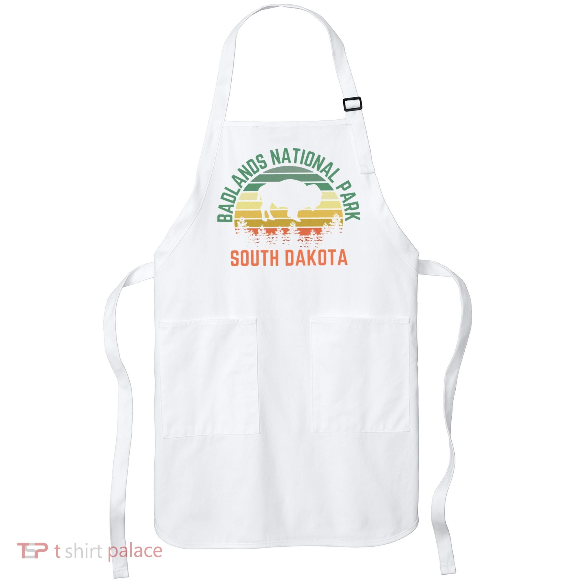 Badlands National Park South Dakota Buffalo Retro Sunset Apron