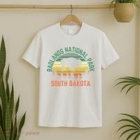 Badlands National Park South Dakota Buffalo Retro Sunset T-Shirt thumb 2