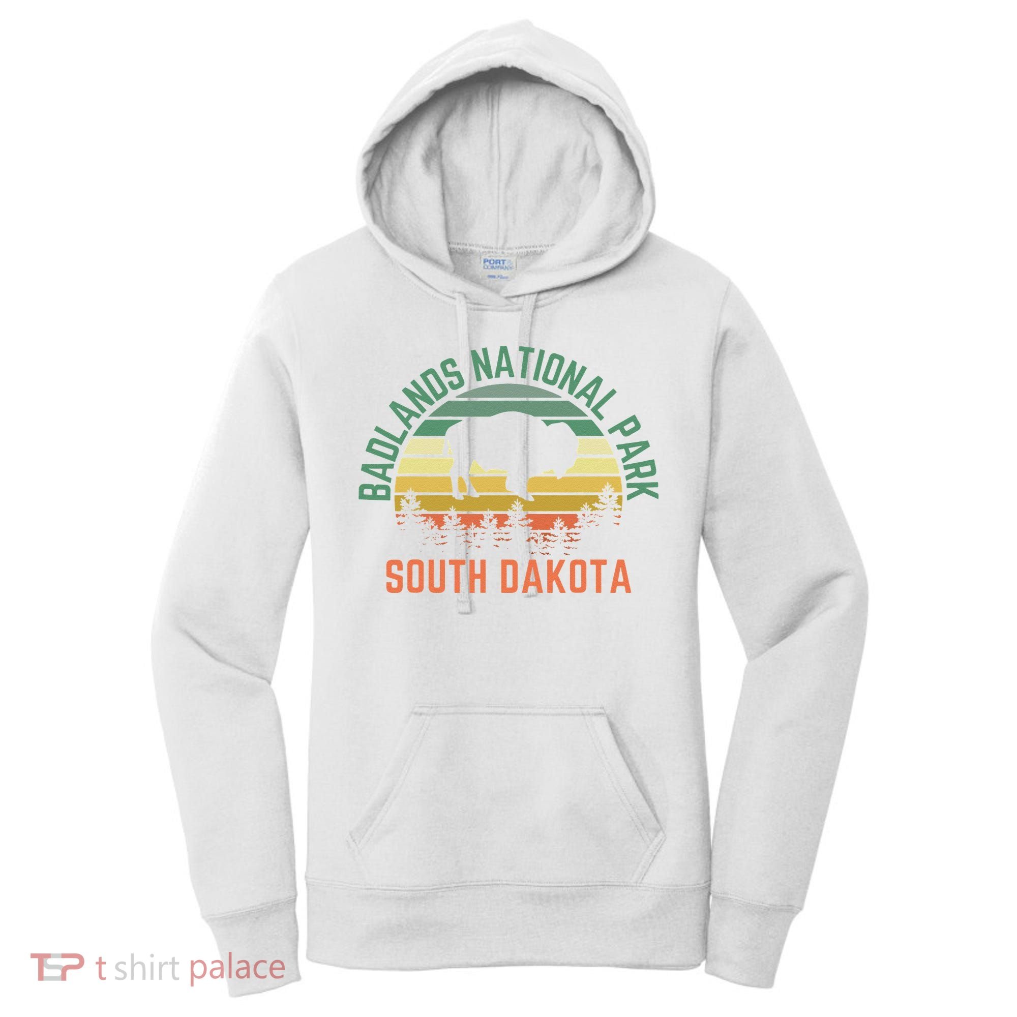 Badlands National Park South Dakota Buffalo Retro Sunset Women's Hoodie