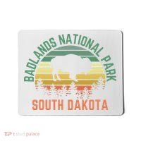 Badlands National Park South Dakota Buffalo Retro Sunset Mousepad thumb 0