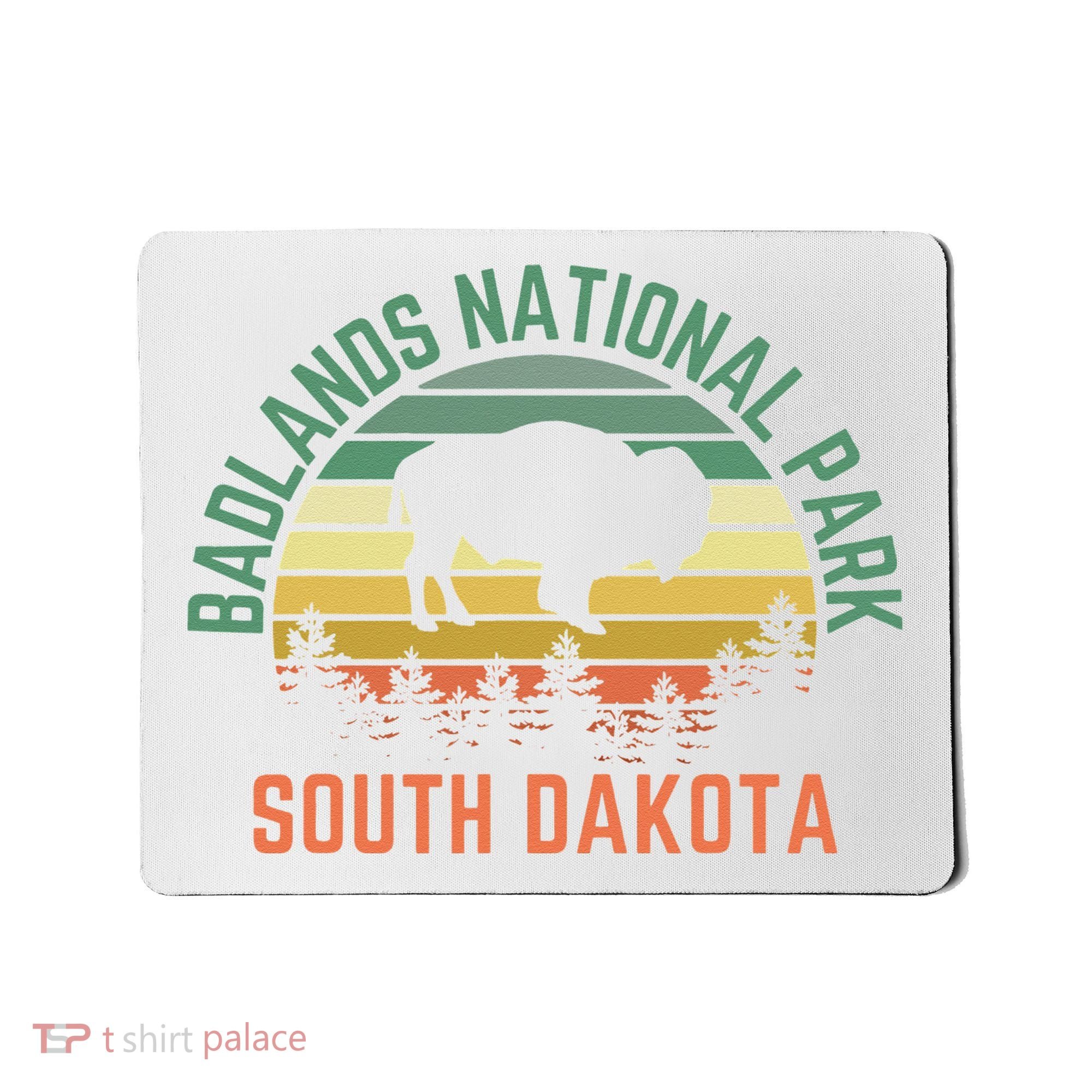 Badlands National Park South Dakota Buffalo Retro Sunset Mousepad