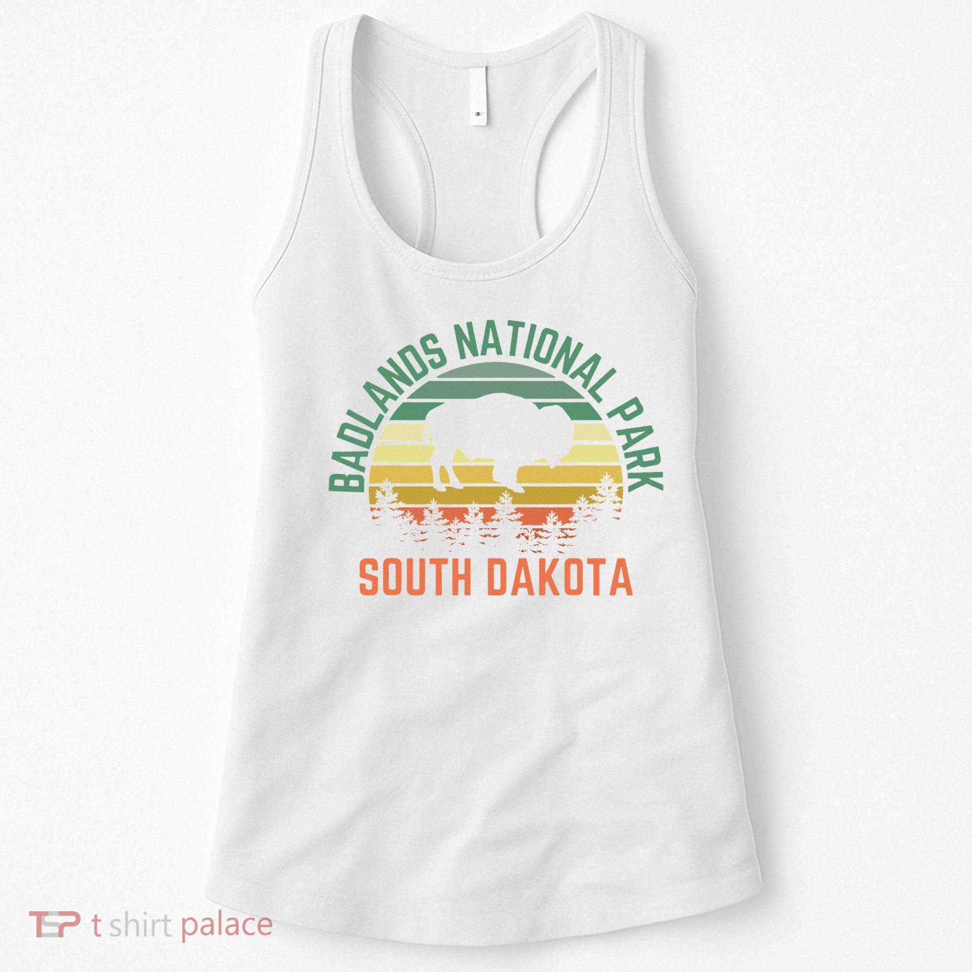 Badlands National Park South Dakota Buffalo Retro Sunset Women's Tank Top
