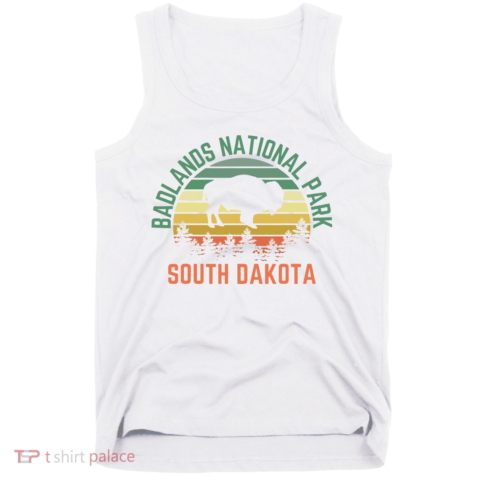 Badlands National Park South Dakota Buffalo Retro Sunset Tank Top