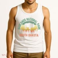 Badlands National Park South Dakota Buffalo Retro Sunset Tank Top thumb 3