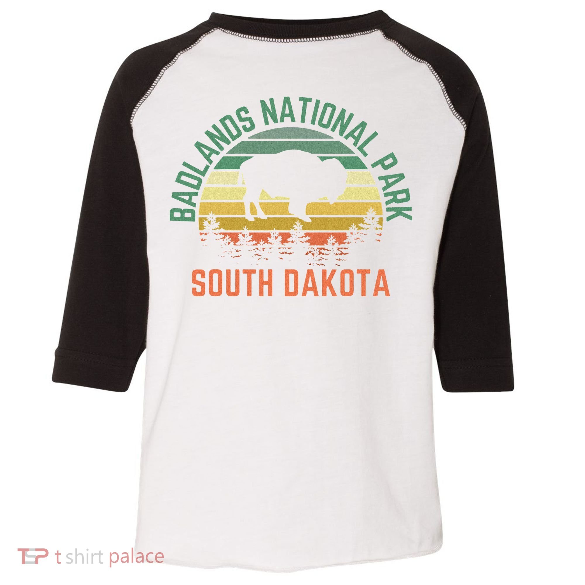 Badlands National Park South Dakota Buffalo Retro Sunset Toddler Fine Jersey T-Shirt