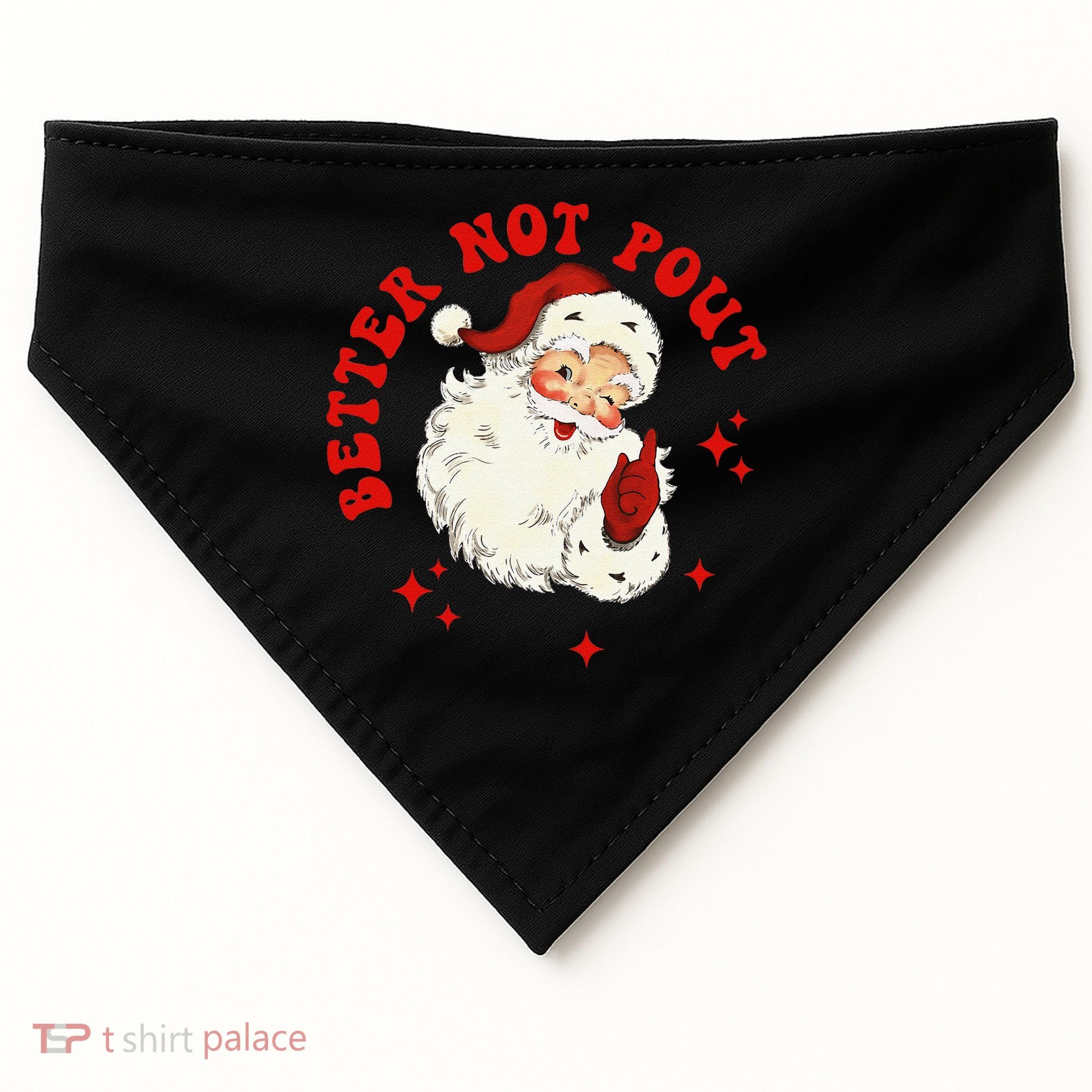 Better Not Pout Cute Santas Face Funny Christmas Saying USA-Made Doggie Bandana