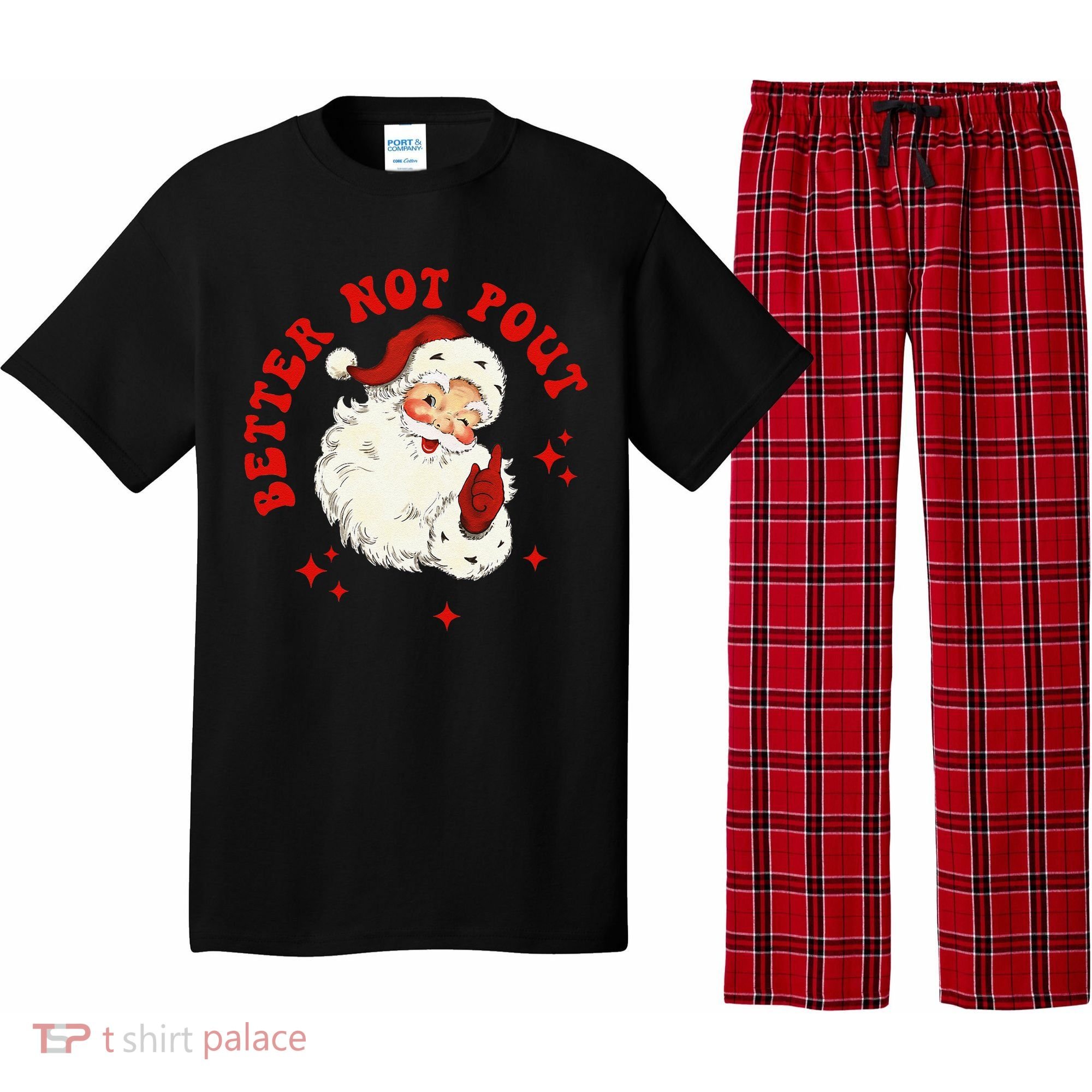 Better Not Pout Cute Santas Face Funny Christmas Saying Pajama Set