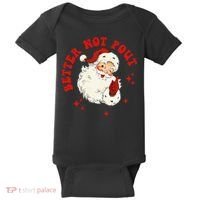 Better Not Pout Cute Santas Face Funny Christmas Saying Baby Bodysuit thumb 0